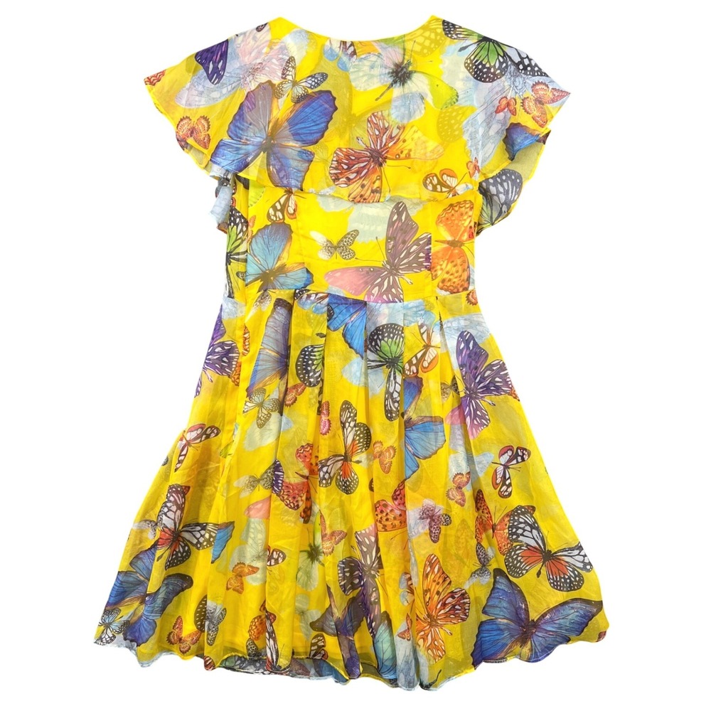 Rumies Bright Butterfly Fit & Flare Dress Size 8 Sheer Overlay Whimsical Cottage - Picture 2 of 9